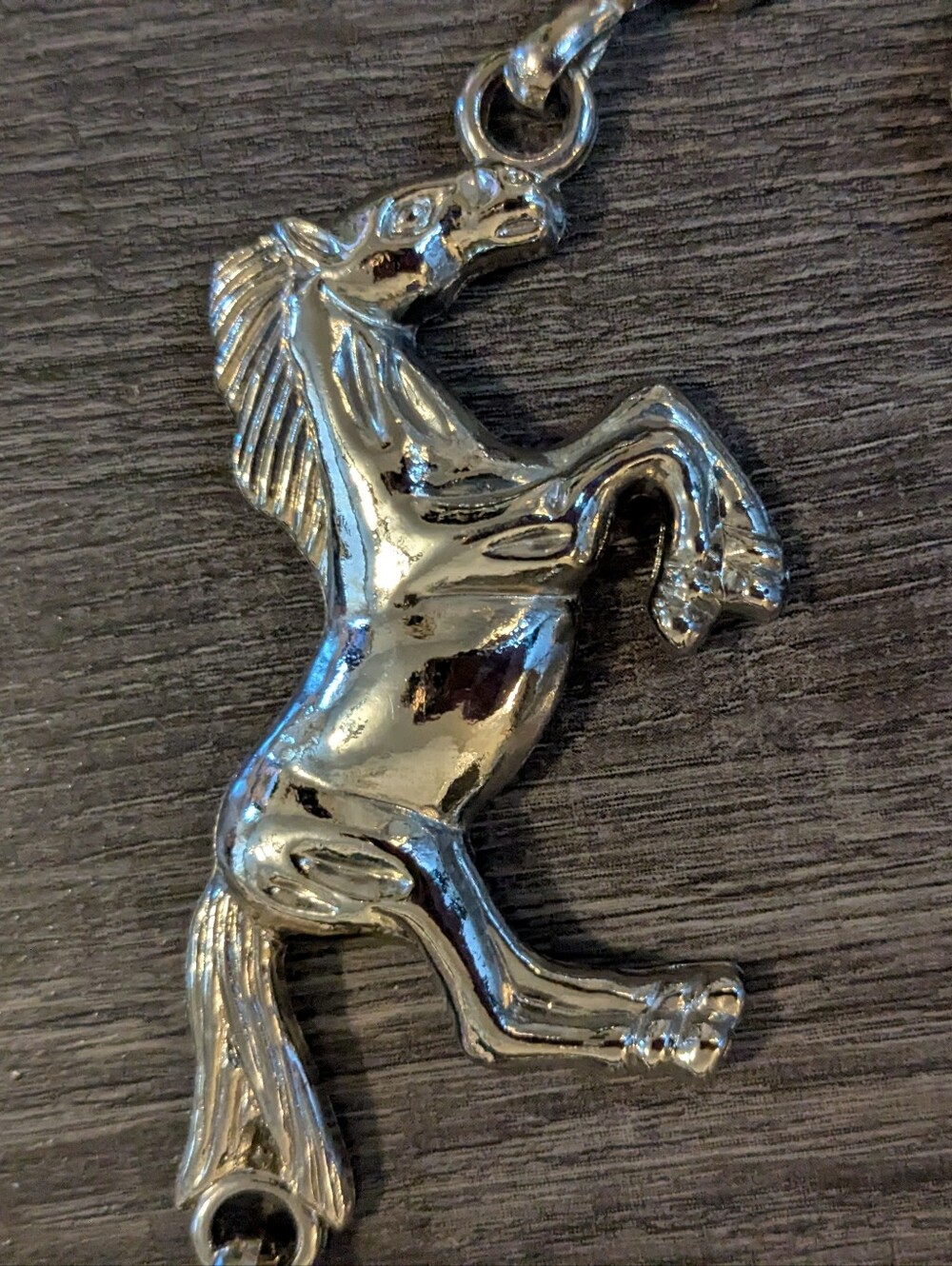 Vintage Silver Tone Horse Link Chain Belt Lion Charm Western Rodeo SZ 32-36" M/L - Picture 8 of 11